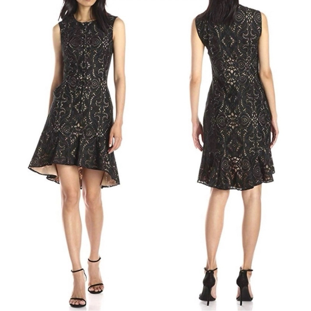 🔥NWT BCBGMaxAzria Black Lace High Low Dress